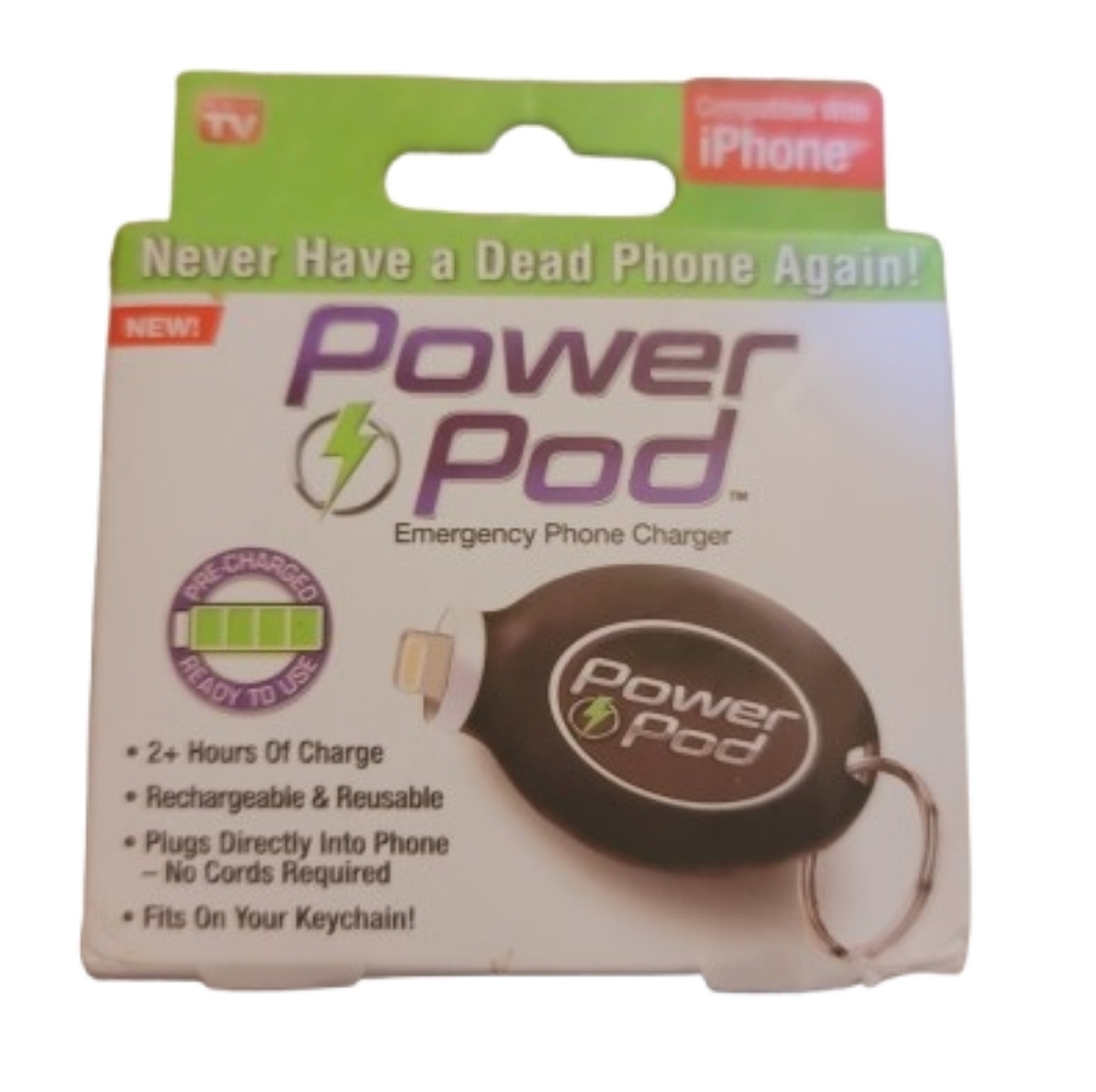 Power Pods As Seen On TV Keychain Phone Charger Compatible With iPhone NEW